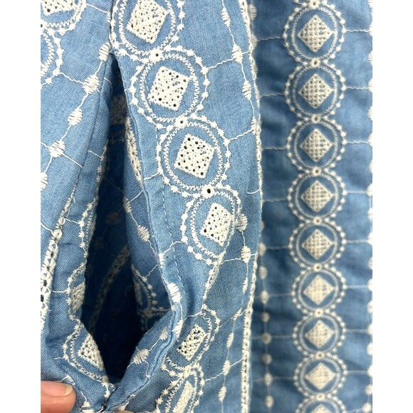 Boho Chic Shirt Dress S Cotton Sleeveless Button Up Embroidered Pockets Summer - Picture 8 of 12